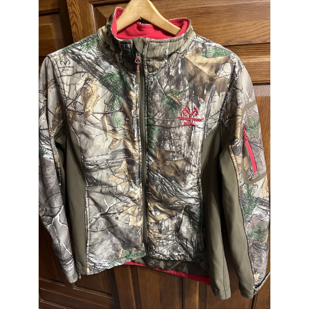 Realtree Xtra Unisex  XL‎ Camo Softshell Red Trim Full Zip Hunting Casual